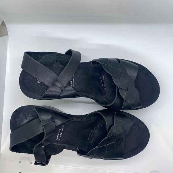 adiPRENE by Adidas Black Sandals Wedge Strappy Leather Women sz 8 - Picture 4 of 8